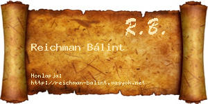 Reichman Bálint névjegykártya